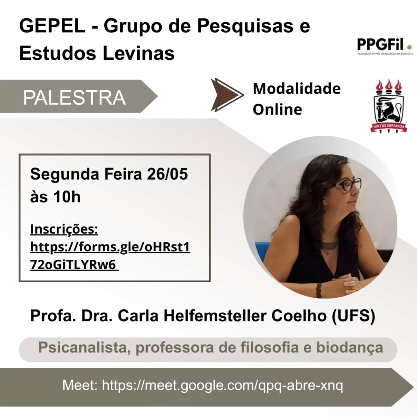Palestra sobre os aspectos da ética levinasiana com Carla Helfemsteller