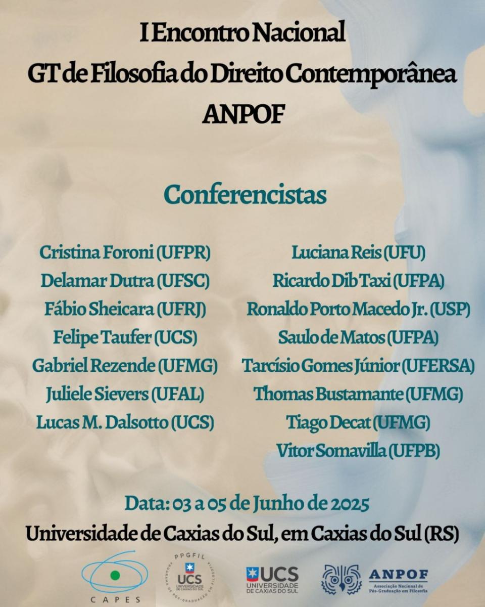 I Encontro Nacional do Grupo de Trabalho de Filosofia do Direito Contemporânea (ANPOF)