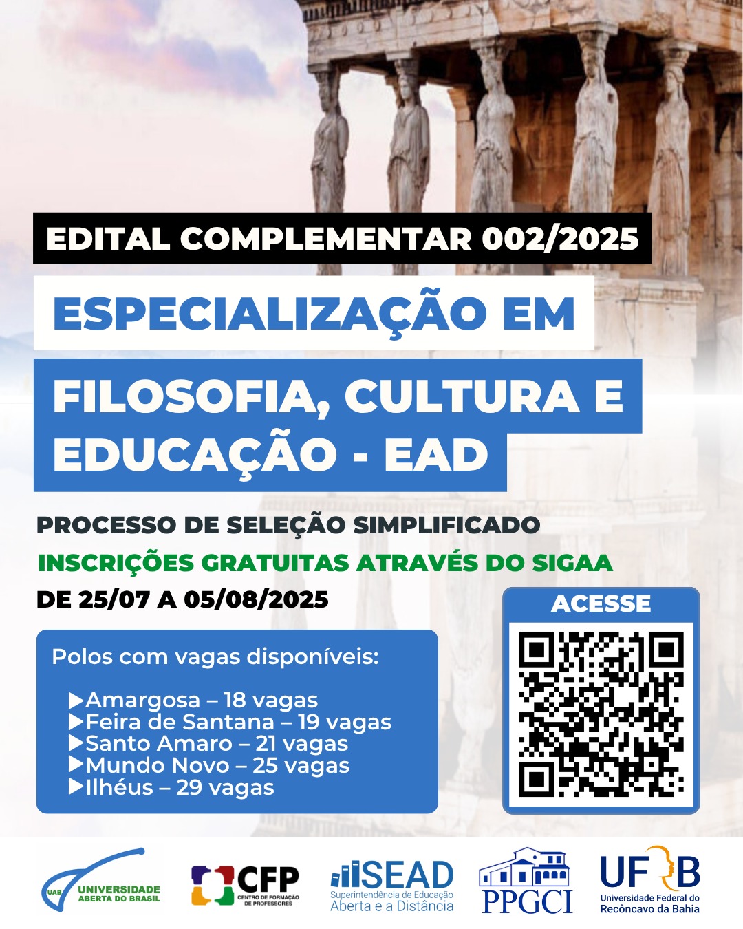 Especialização em Filosofia, Cultura e Educação na modalidade EAD
