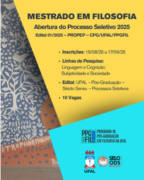 Mestrado em Filosofia na UFAL - Seleção 2025